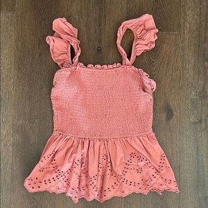 Japna Dusty Rose Sleeveless Top with Ruffle Detail | Ruffle Tank Top | Ruffle